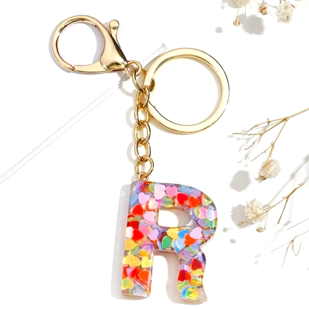 NEW! Resin Letter "R" Initial Keychain Purse Charm w/ Double Tassel ~ 🎒, Bag